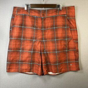 Columbia‎ Omni Shade Board Shorts Men's 42 Surf Swim 11" Inseam Plaid Flat Front